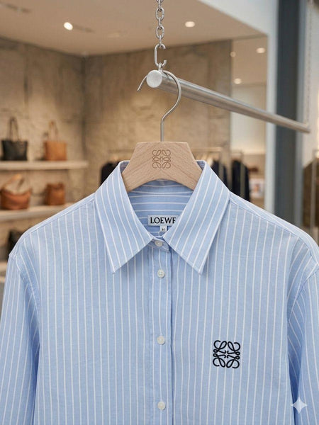 Women's Sky Blue Striped Shirt Premium Casual Button-Down Top