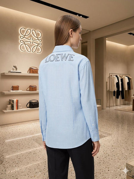Women's Sky Blue Striped Shirt Premium Casual Button-Down Top