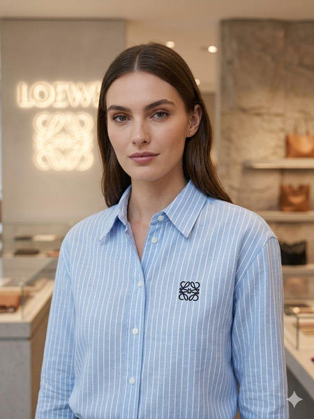Women's Sky Blue Striped Shirt Premium Casual Button-Down Top