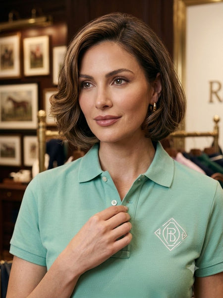 Women's Mint Green Polo T-Shirt  Premium  Casual Collared Tee