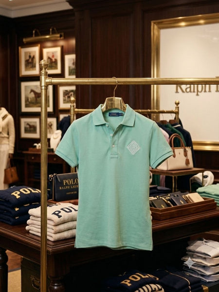 Women's Mint Green Polo T-Shirt  Premium  Casual Collared Tee