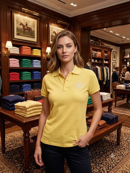Women's Elegant Yellow Polo Shirt – Classic Collared  Top