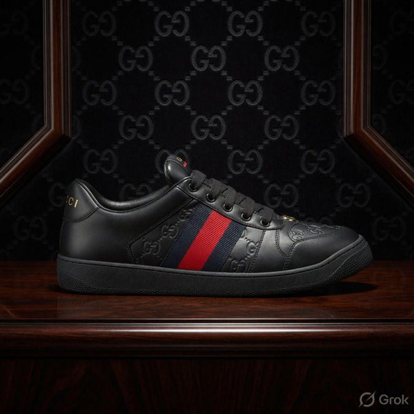 Men's Black Premium Leather Sneakers Luxury Casual Lace-Up Shoes