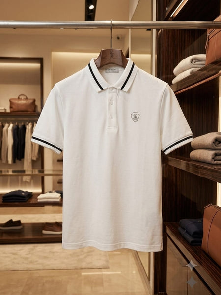 Premium White Polo T-Shirt for Men Classic Regular Fit Casual Collar Tee