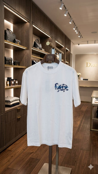 Dior Men's Premium White Over sized  Crew Neck T-Shirt