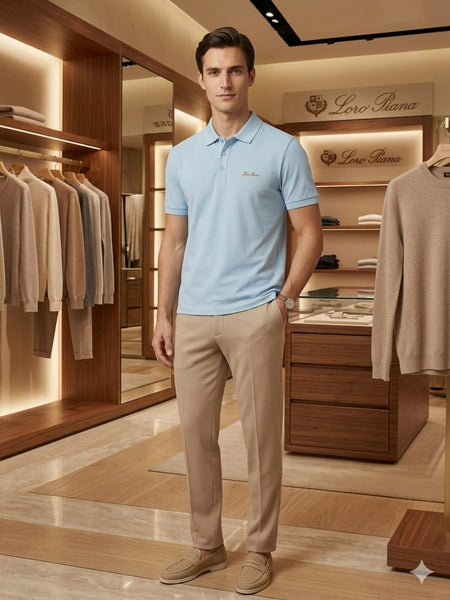 Imported Classic Light Blue Casual Polo Tee