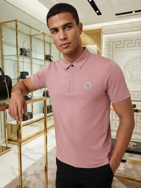 Men's Premium Dusty Pink Polo T-Shirt Smart Casual Half Sleeve Polo
