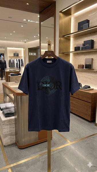 Premium Blue Embroidered Logo Drop Shoulder  T-Shirt for Men