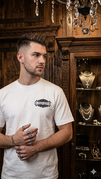 Premium Embroidered  Work White  Oversized T-Shirt  For Men
