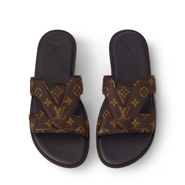Luxury Monogram Cross Strap Slide Sandals for Men