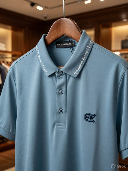 Men's Premium Sky Blue Polo T-Shirt   Regular Fit | Classic Collar Casual Wear