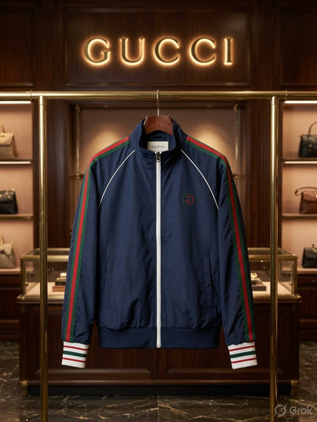 Men's Premium Navy Blue Zip-Up Track Jacket