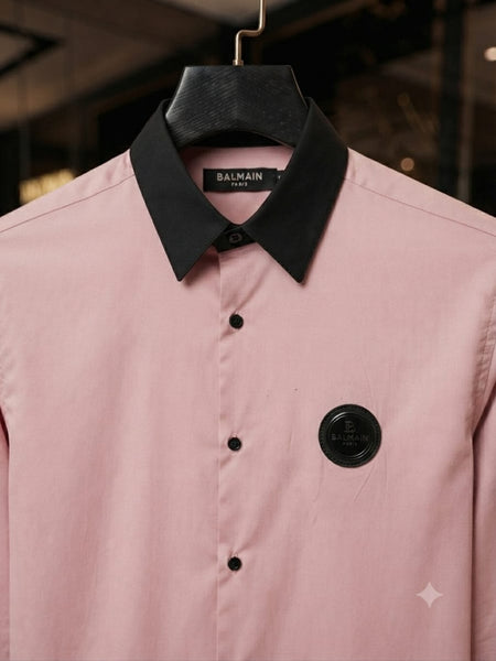 Luxury imported Pink Full Sleeve Formal Shirt Contrast Black Collar