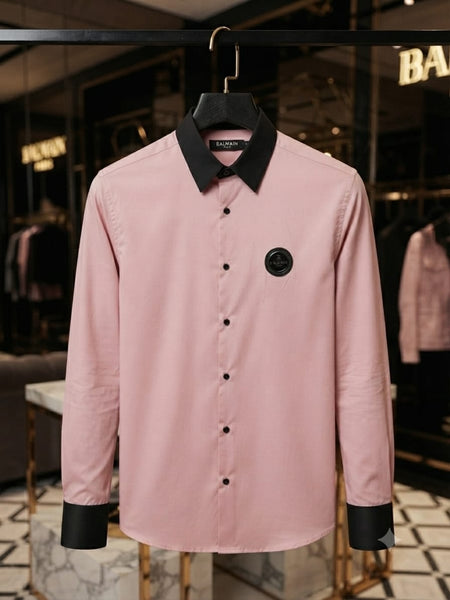 Luxury imported Pink Full Sleeve Formal Shirt Contrast Black Collar
