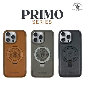 Santa Barbara Primo Series Magnetic Ring Kickstand Leather Case for iPhone 16 Series