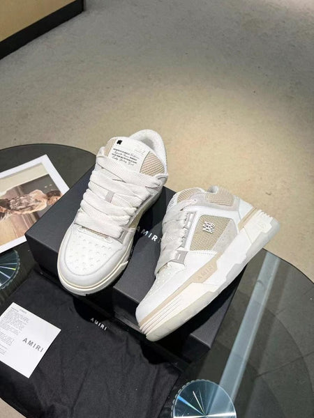 Premium Leather and Mesh Low-Top Sneakers