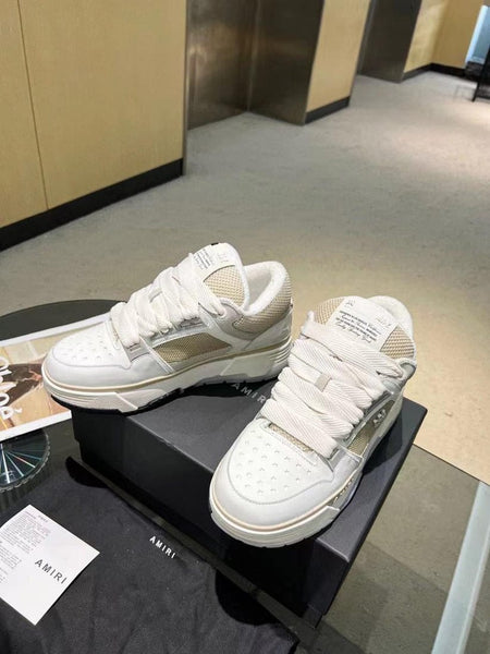 Premium Leather and Mesh Low-Top Sneakers