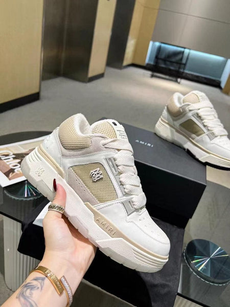 Premium Leather and Mesh Low-Top Sneakers