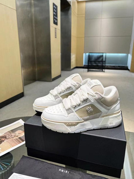 Premium Leather and Mesh Low-Top Sneakers