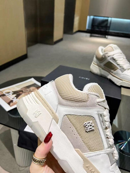 Premium Leather and Mesh Low-Top Sneakers