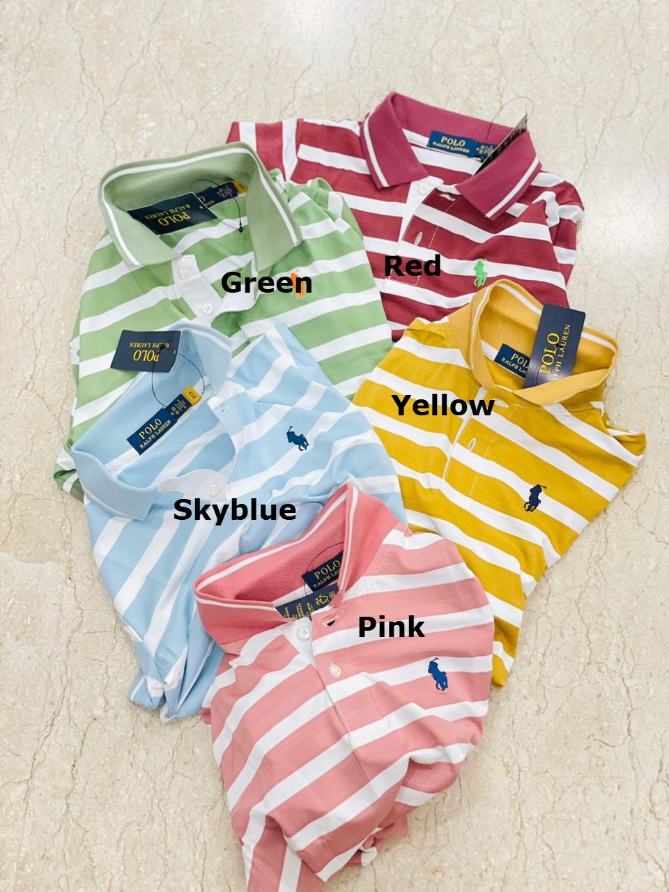Premium Striped Cotton Mesh Polo Shirt