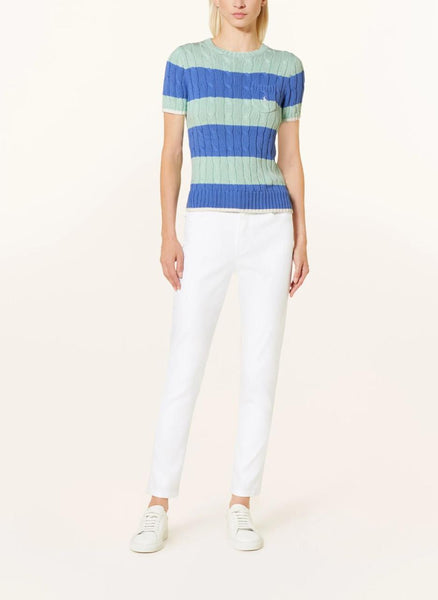 Premium Women Striped Cable-Knit Jumper