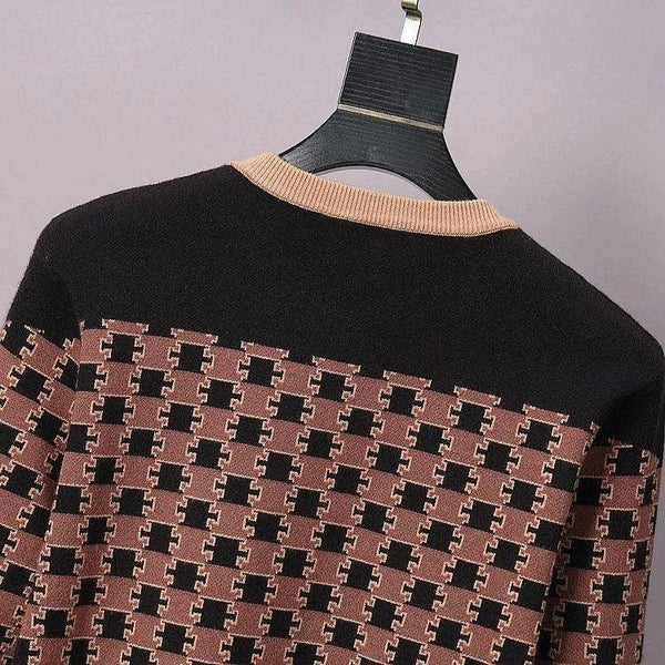 Imported Round Knit Logo Sweater