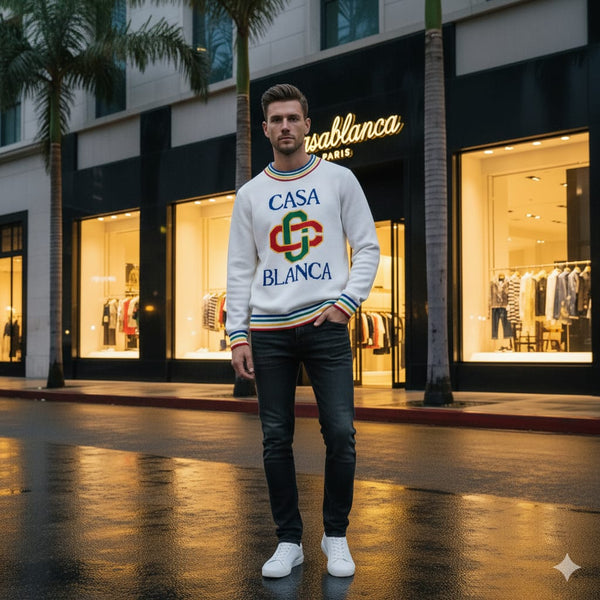 Imported Stacked Logo-Embroidered Sweatshirt