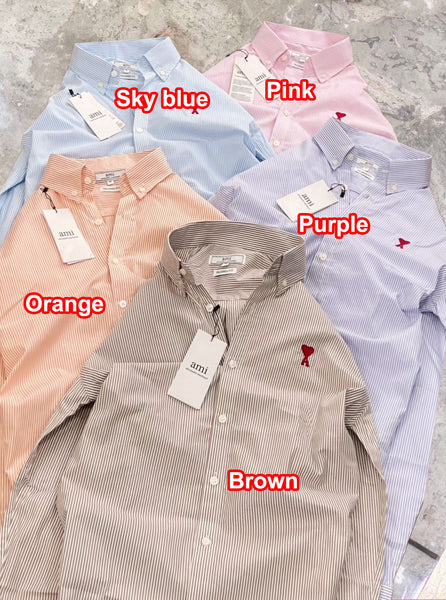 Premium Button-Down Collar Logo-Embroidered Striped Shirt