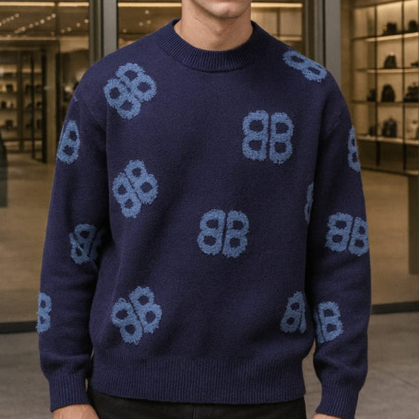 Premium Knit-Logo Crew-Neck  Pullover