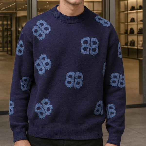 Premium Knit-Logo Crew-Neck  Pullover