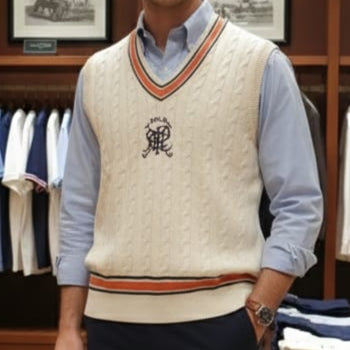 Men Classic Cable Knit Sleeveless Sweater