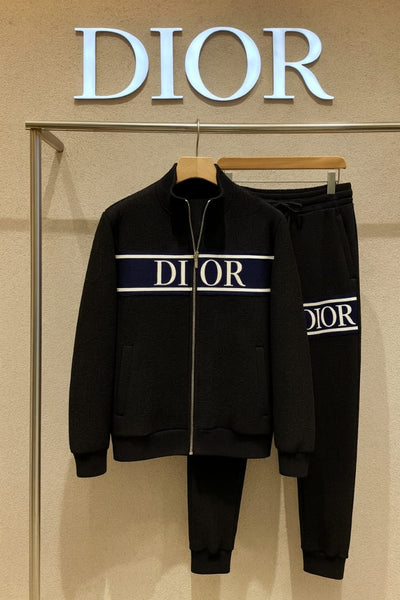 Luxury Black Tracksuit with Signature Logo Detailing