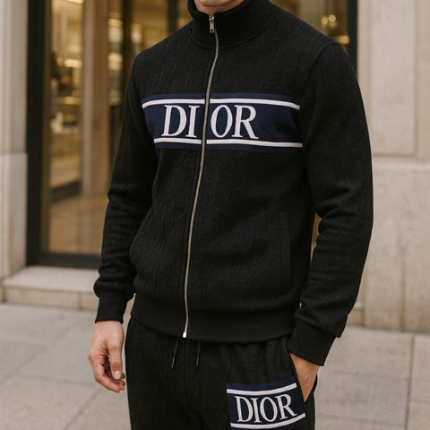 Luxury Black Tracksuit with Signature Logo Detailing