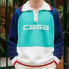 Premium Intarsia-Logo Brushed Pullover