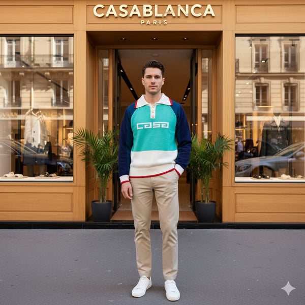 Premium Intarsia-Logo Brushed Pullover