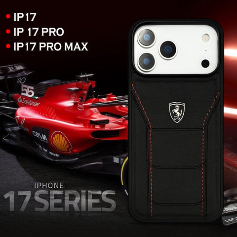 Ferrari Heritage Premium Leather Case for iPhone 17 Series Iconic Black Design