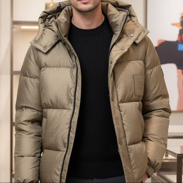 Branded Logo-Patched Hooded Puffer Jacket