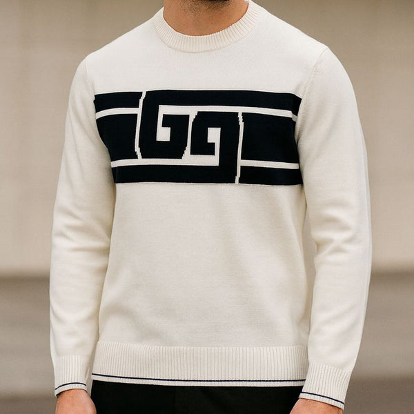 Intarsia Knit-Logo Crew-Neck Jumper