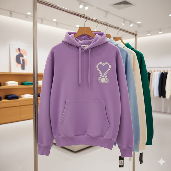 Lavender Hoodie with Heart-A Chest Logo