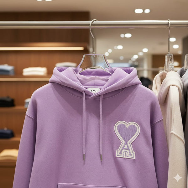 Lavender Hoodie with Heart-A Chest Logo