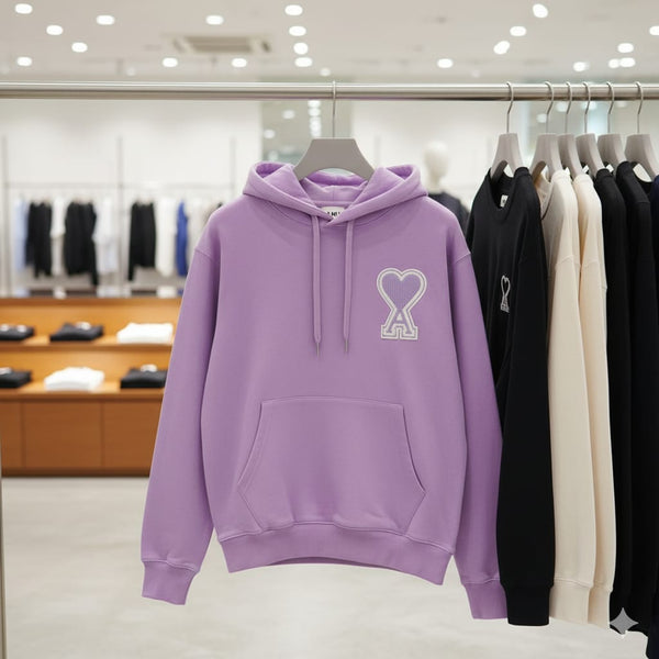Lavender Hoodie with Heart-A Chest Logo