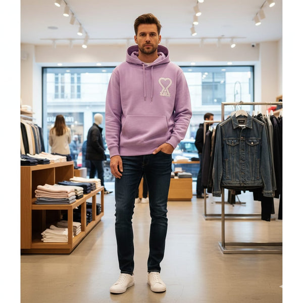 Lavender Hoodie with Heart-A Chest Logo