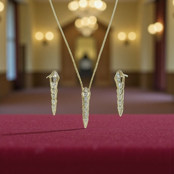 Premium Serpenti-Inspired Gold Necklace & Earrings Set