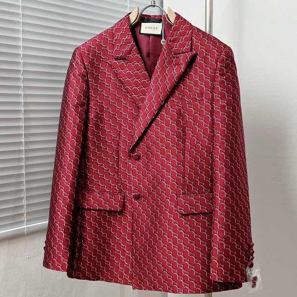 Burgundy Monogram Jacquard Blazer