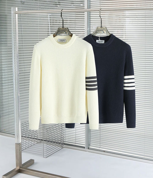 Premium Classic Striped Sleeve Knit Pullover