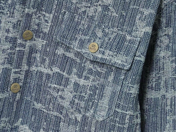 Luxury Textured Blue Long Sleeve Shirt for Men