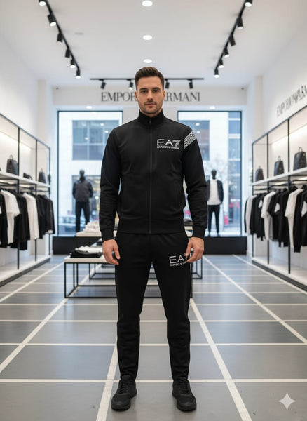 Branded Black Premium Tracksuit Set