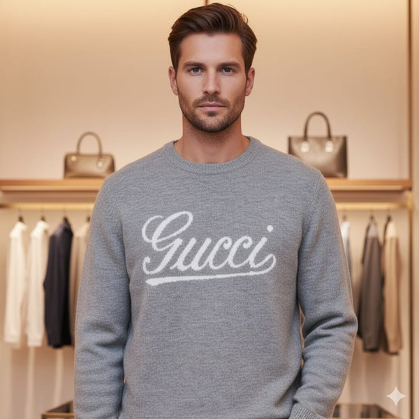 Premium  intarsia-Knit Logo Sweater