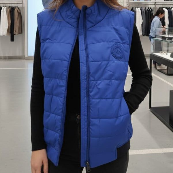 Women’s Blue Quilted Sleeveless Jacket Lightweight & Stylish Layer